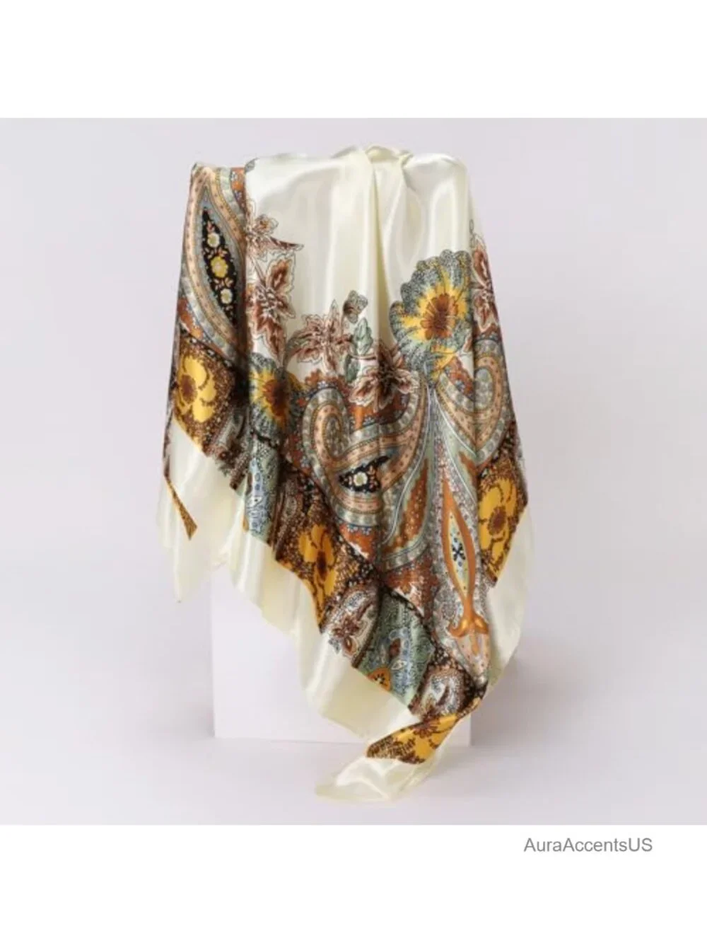 35x35 Inch Large Silk Like Satin Head Scarf Wrap for Women